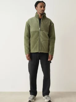 Next Vert kaki - Polaire à col zippé en velours côtelé Online