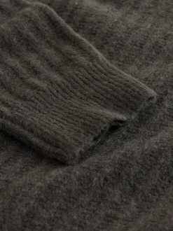 Next Vert kaki - Polo à manches longues en maille côtelée confortable avec laine New