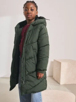 Next Vert kaki - Résistant à la douche Faux Fur Lined À capuche Doudounes (3-16yrs)