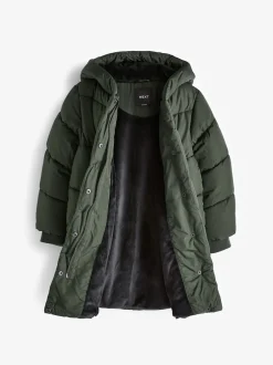 Next Vert kaki - Résistant à la douche Faux Fur Lined À capuche Doudounes (3-16yrs)