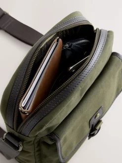 Next Vert kaki - Sac à bandoulière en coton ciré