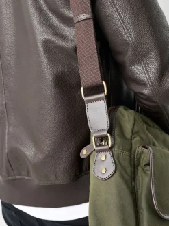 Next Vert kaki - Sac en coton ciré Messenger Hot