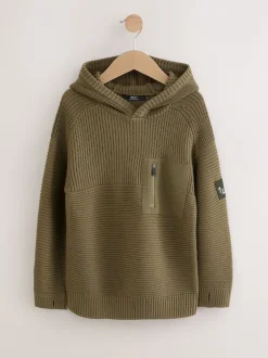 Next - Sweat-shirt à capuche en maille utilitaire (3-16ans) Vert kaki