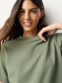 Next - T-shirt Manche courte Col ras du cou lourd Vert kaki Best