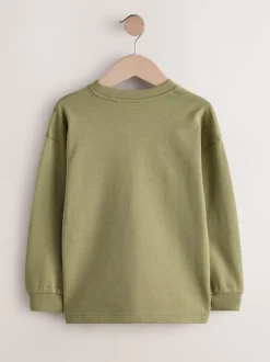 Next - T-shirt épais décontracté à manches longues (3-16ans) Vert kaki Hot