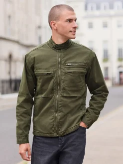 Next Vert kaki - Veste zippée doublée de peau de mouton Online