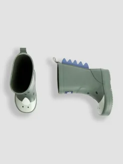 Jojo Maman Bébé Vert kaki motif dinosaure - Bottes de pluie Character Outlet