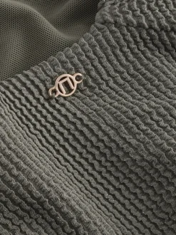 Next - Maillot de bain plongeant et galbant avec contrôle du ventre Vert kaki pailleté Online