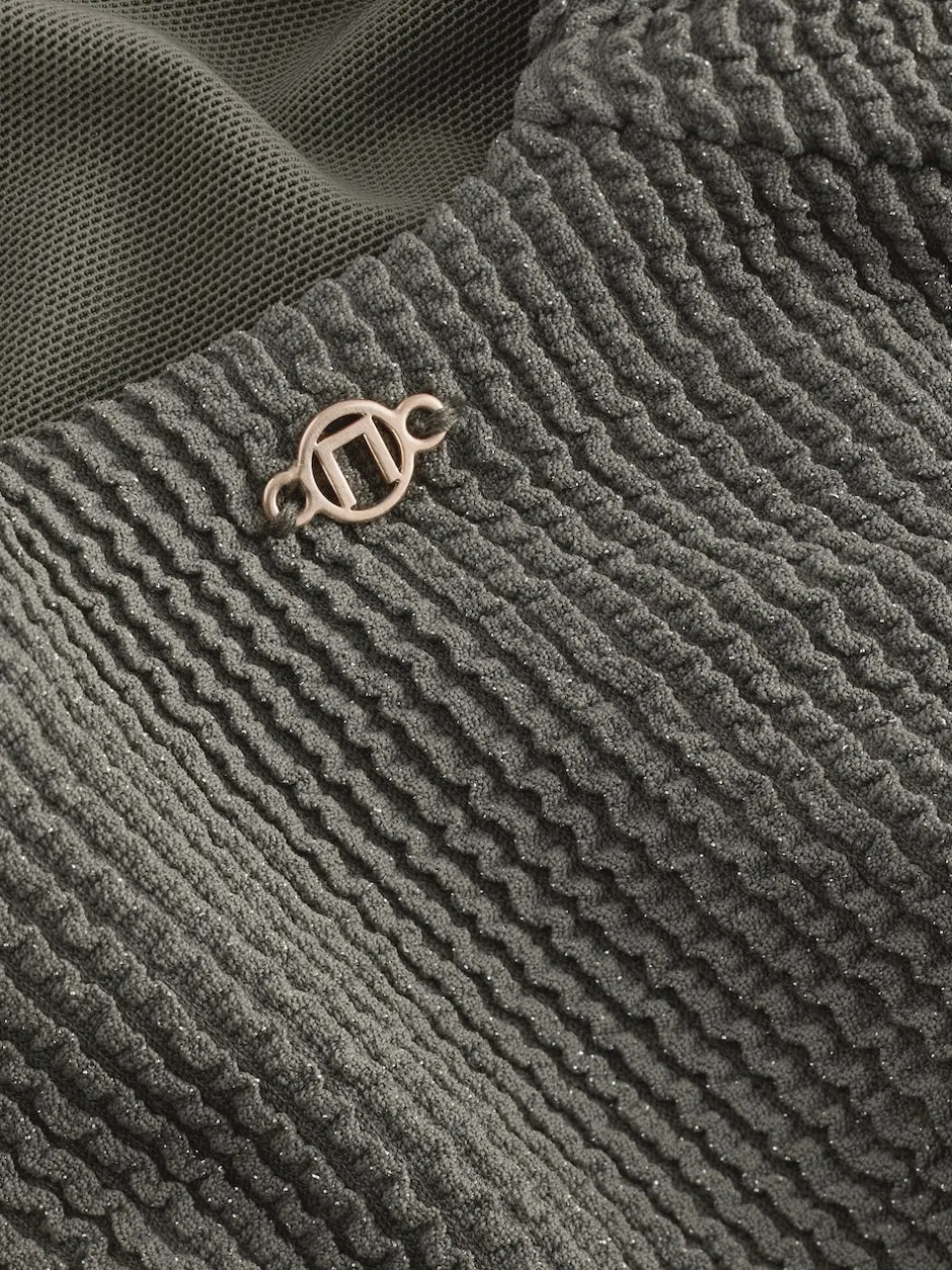 Next - Maillot de bain plongeant et galbant avec contrôle du ventre Vert kaki pailleté Online