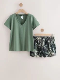 Next Vert kaki palmier - Ensemble pyjama short Sale