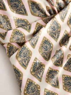 Next Vert kaki/Cream Woodblock à la feuille d'aluminium - Maillot de bain Urim Tummy Control à décolleté plongeant Discount