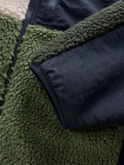 Next Vert kaki/écru neutre - Polaire color block à entonnoir zippée Hot