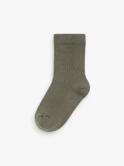 Next Vert kaki/gris - Paquet de chaussettes en coton riche à fines côtes 7 Sale