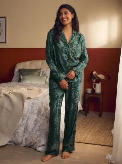 Laura Ashley - Pyjama Josette boutonné Vert émeraude Hot