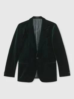 Reiss Vert émeraude - Apsara Blazer en velours à boutonnage simple habillé Best