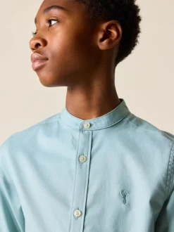 Next Vert minéral - Chemise Oxford à manches longues et Col mao (3-16ans) Clearance
