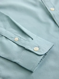 Next Vert minéral - Chemise Oxford à manches longues et Col mao (3-16ans) Clearance