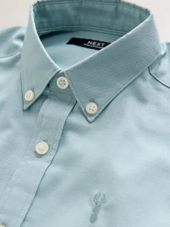 Next - Manches courtes Coton riche Oxford Chemise (3-16ans) Vert minéral Best