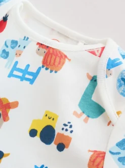 Next Vert motif ferme - Lot de 5 bodies bébé à manches courtes