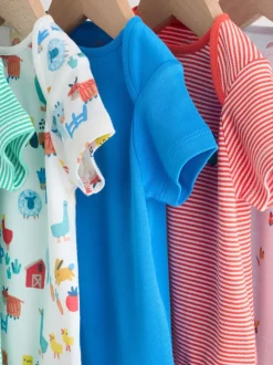 Next Vert motif ferme - Lot de 5 bodies bébé à manches courtes