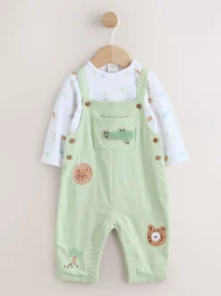 Next Vert motif safari Animal - Ensemble salopette et body en sergé pour bébé (0mths-2yrs) Outlet