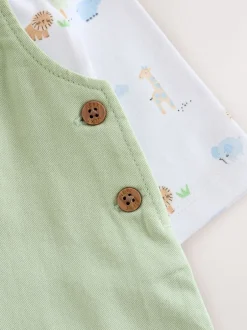 Next Vert motif safari Animal - Ensemble salopette et body en sergé pour bébé (0mths-2yrs) Outlet
