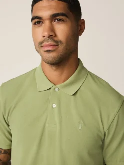 Next - Ajustement régulier - Polo Manches courtes Pique Vert mousse Discount