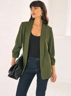Next - Blazer décontracté à manches froncées Vert olive