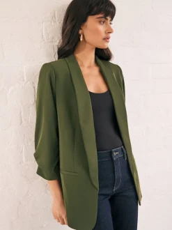 Next - Blazer décontracté à manches froncées Vert olive