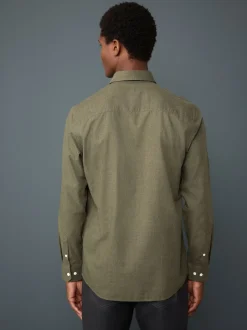 Next Vert olive - Chemise élégante douce au toucher à manches longues Outlet