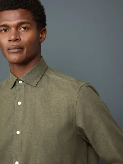 Next Vert olive - Chemise élégante douce au toucher à manches longues Outlet