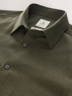 Next Vert olive - Chemise élégante douce au toucher à manches longues Outlet