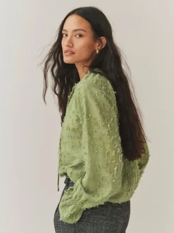 Next Vert olive - Chemisier Tufty en jacquard à manches longues New