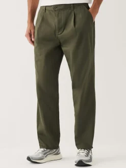 Next Vert olive - Pantalons chinos extensibles plissés simples Clearance