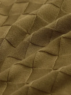 Next Vert olive - Polo N. Premium Coupe classique en maille à manches courtes et col zippé à damiers Online