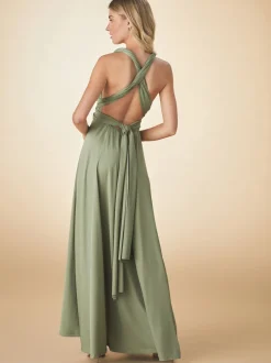 Next Vert olive - Robe longue de demoiselle d’honneur multicolore en jersey pour invitée de mariage Clearance