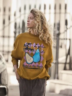 Next Vert olive - Sweat-shirt à col rond à manches longues en coton riche en fruits Sale