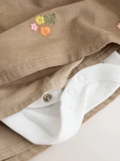 Next - Ensemble body et collants à manches longues en velours côtelé pour bébé (0mois-2ans) Vert olive brodé