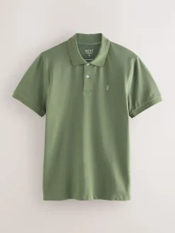 Next - Slim Fit (Slim Fit) - Polo Manches courtes Pique Vert olive clair