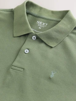 Next - Slim Fit (Slim Fit) - Polo Manches courtes Pique Vert olive clair