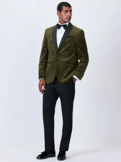 Next Vert olive motif paisley - Ajustement régulier - Blazer en velours à motifs Outlet