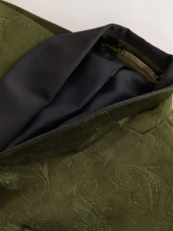 Next Vert olive motif paisley - Ajustement régulier - Blazer en velours à motifs Outlet