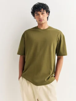 Next - Coupe ample - T-shirt épais 3 Pack Vert olive/gris glace/orange rouille Online