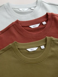 Next - Coupe ample - T-shirt épais 3 Pack Vert olive/gris glace/orange rouille Online