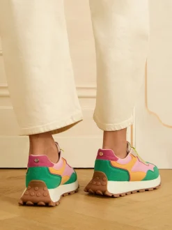 Love & Roses Vert rose multicolore - Baskets de jogging Mix Material Retro Comfort Outlet