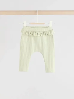 Next - Paquet de jambières pour bébé 4 (0mois-2ans) Vert sauge/corail/fleurs Clearance