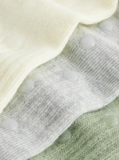 self. Vert sauge/Crème/Gris - soi-même. Lot de 3 paires de chaussettes raccourcies à logo brodé à la cheville Sale