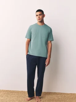 Next Vert sauge/gris ardoise - Ensemble de 2 pyjamas longs ouverts en jersey Clearance