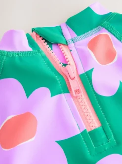 Next Vert Stampy Floral - Ensemble de bain Sunsafe à manches courtes (3mois à10ans) Sale