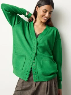 Next - Cardigan ultra-doux à col en V avec poches Vert vif New